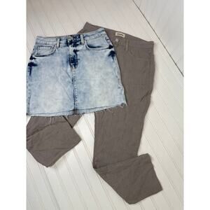 NWOT L’AGENCE Raw Hem Mini Denim Skirt & Gray Sada Linen Pants Bundle Size 25